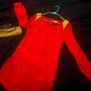 Gianni Binni Red/Orange high low Shirt